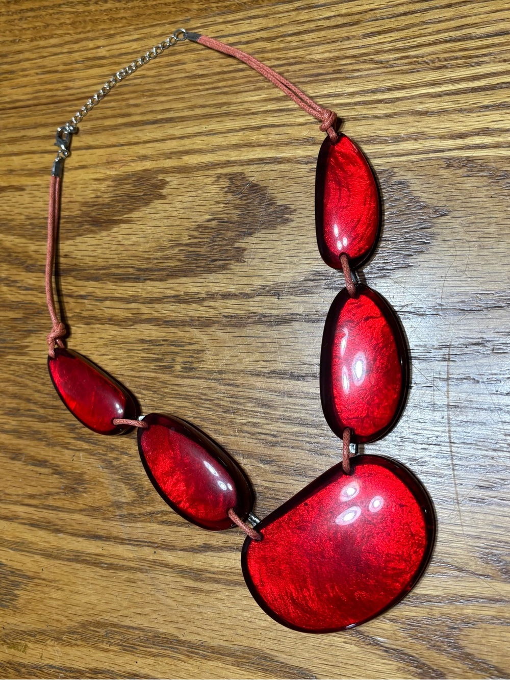 Red Statement Acrylic Necklace - 20” Length